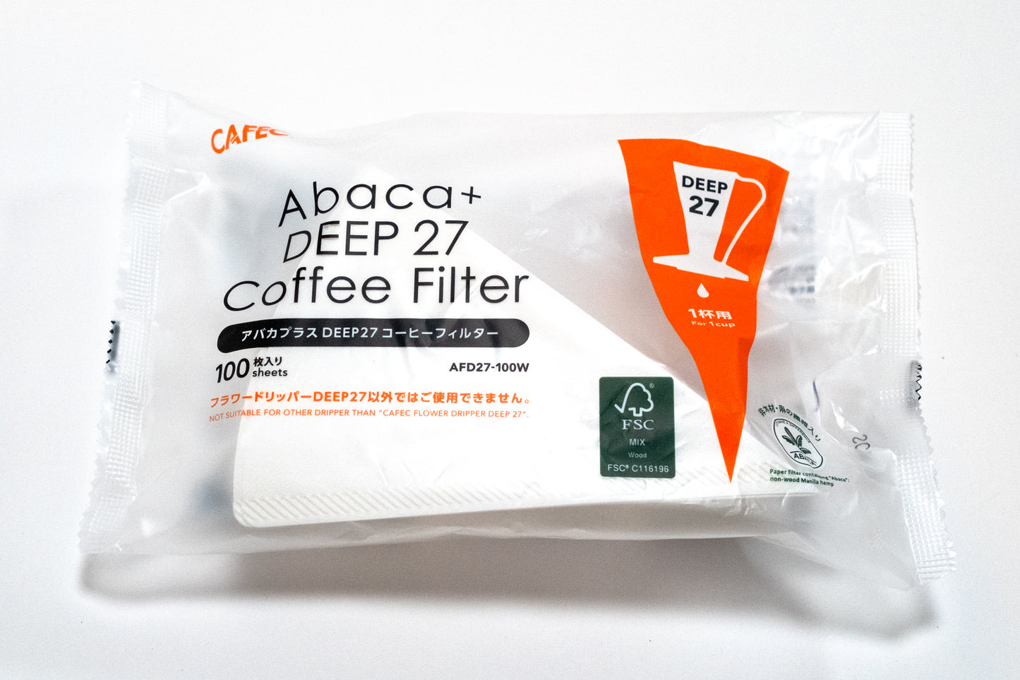 【フラワードリッパーDEEP27専用】アバカプラスDEEP27 コーヒーフィルター〈1杯用〉100枚入 AFD27-100W SA-COC-004016